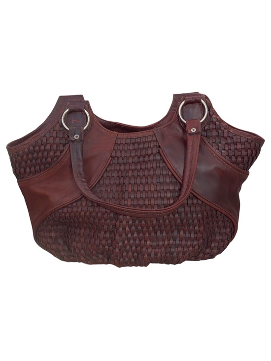 Handbags - Handmade in‎ Mexico- Red Bark Woven Leather Shoulder Bag